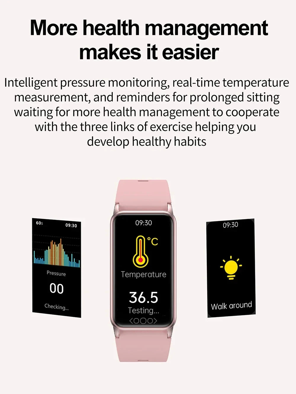 Smart bracelet for monitoring blood sugar, body temperature, uric acid, blood lipids, blood pressure and heart rate. Waterproof smart watch.