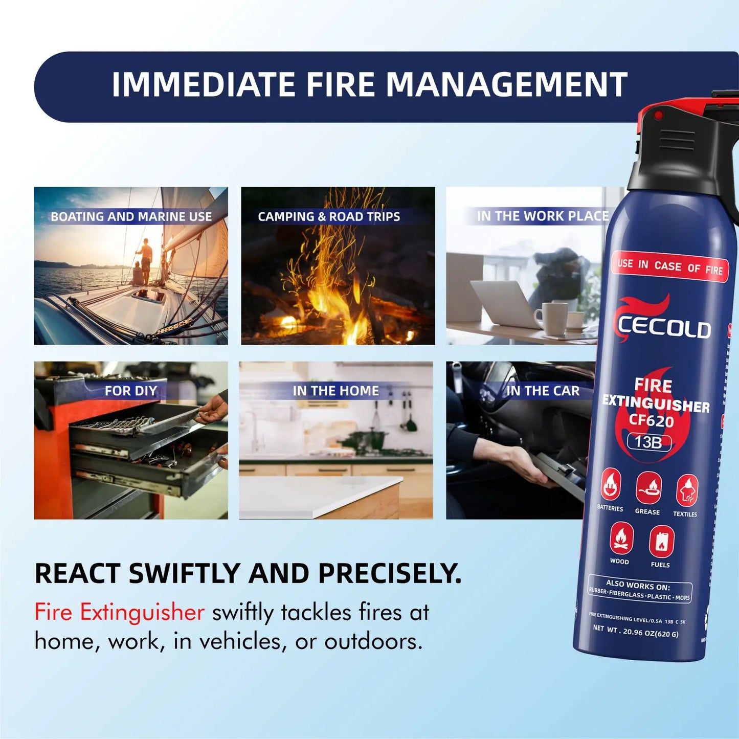 Home Fire Extinguisher, 5-in-1 Mini Fire Sprayer with Mount, Water-Based Fire Extinguishers, Can Prevent Ignition