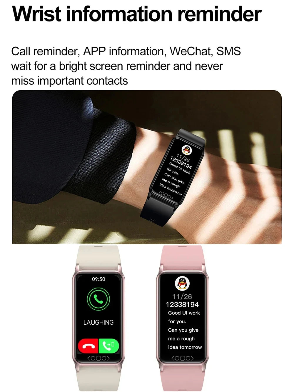 Smart bracelet for monitoring blood sugar, body temperature, uric acid, blood lipids, blood pressure and heart rate. Waterproof smart watch.